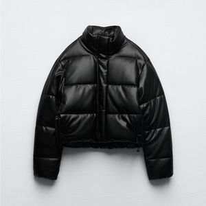 Zara Leather Puffer Jacket